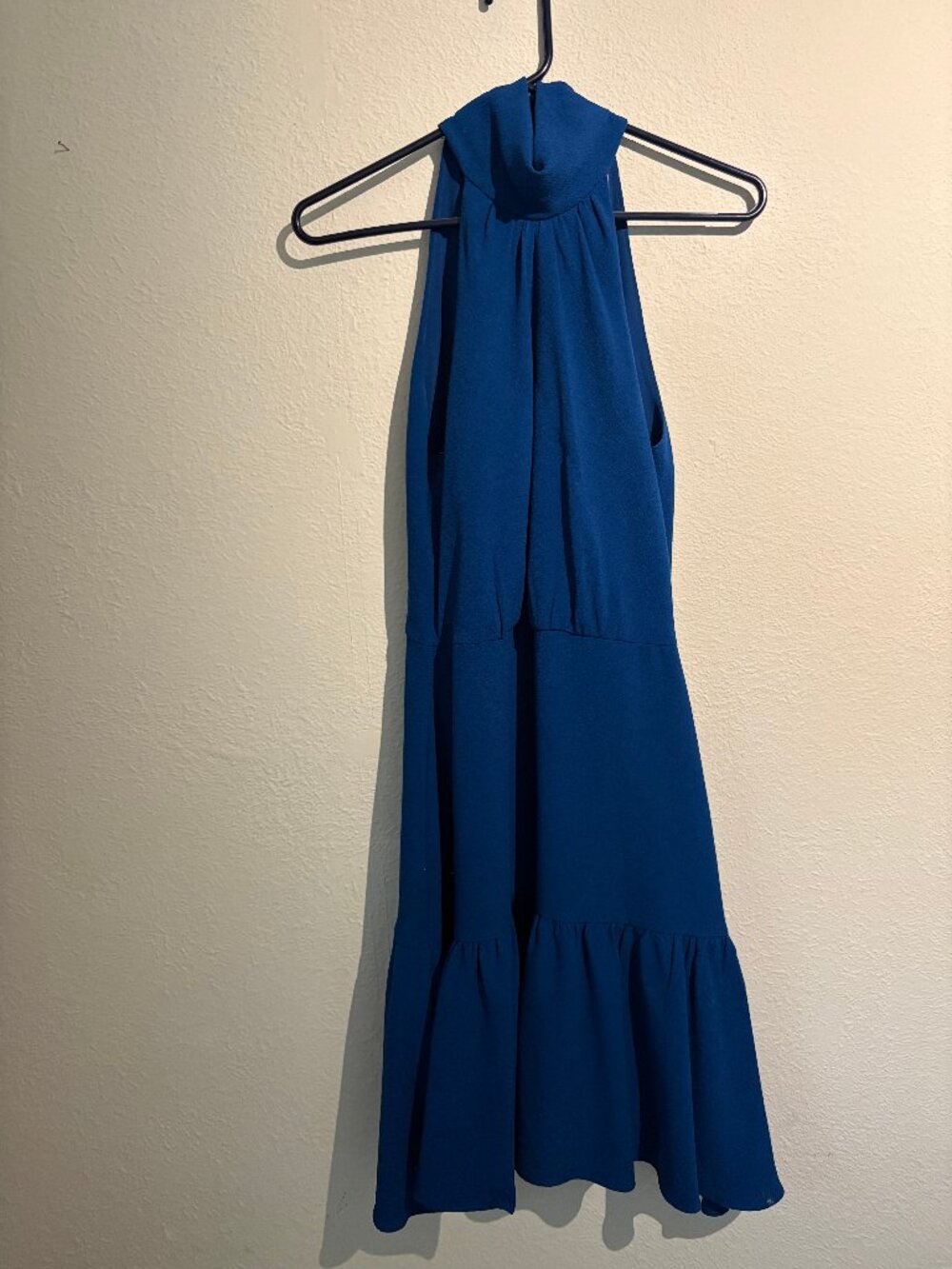Betsey Johnson Teal Blue High Neck Ruffle Hem Dress Size 4